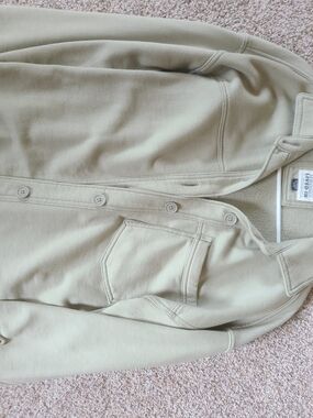 American Eagle Outfitters Light Sage Button-Up Sweatshirt Jacket